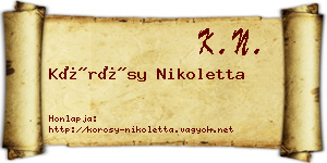 Kőrösy Nikoletta névjegykártya